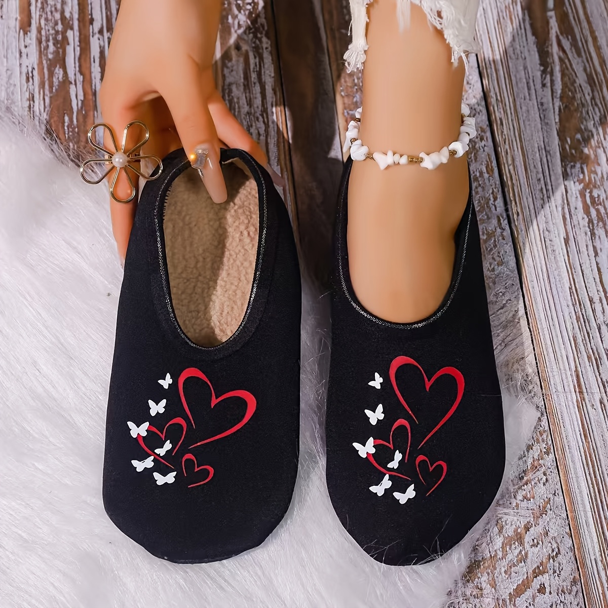 Image of Women's Flannel Slippers With , Soft, Comfortable, And Non-slip. Suitable For , Perfect For Seaside , Indoor Wear, And Yoga Practice, Women Shoes