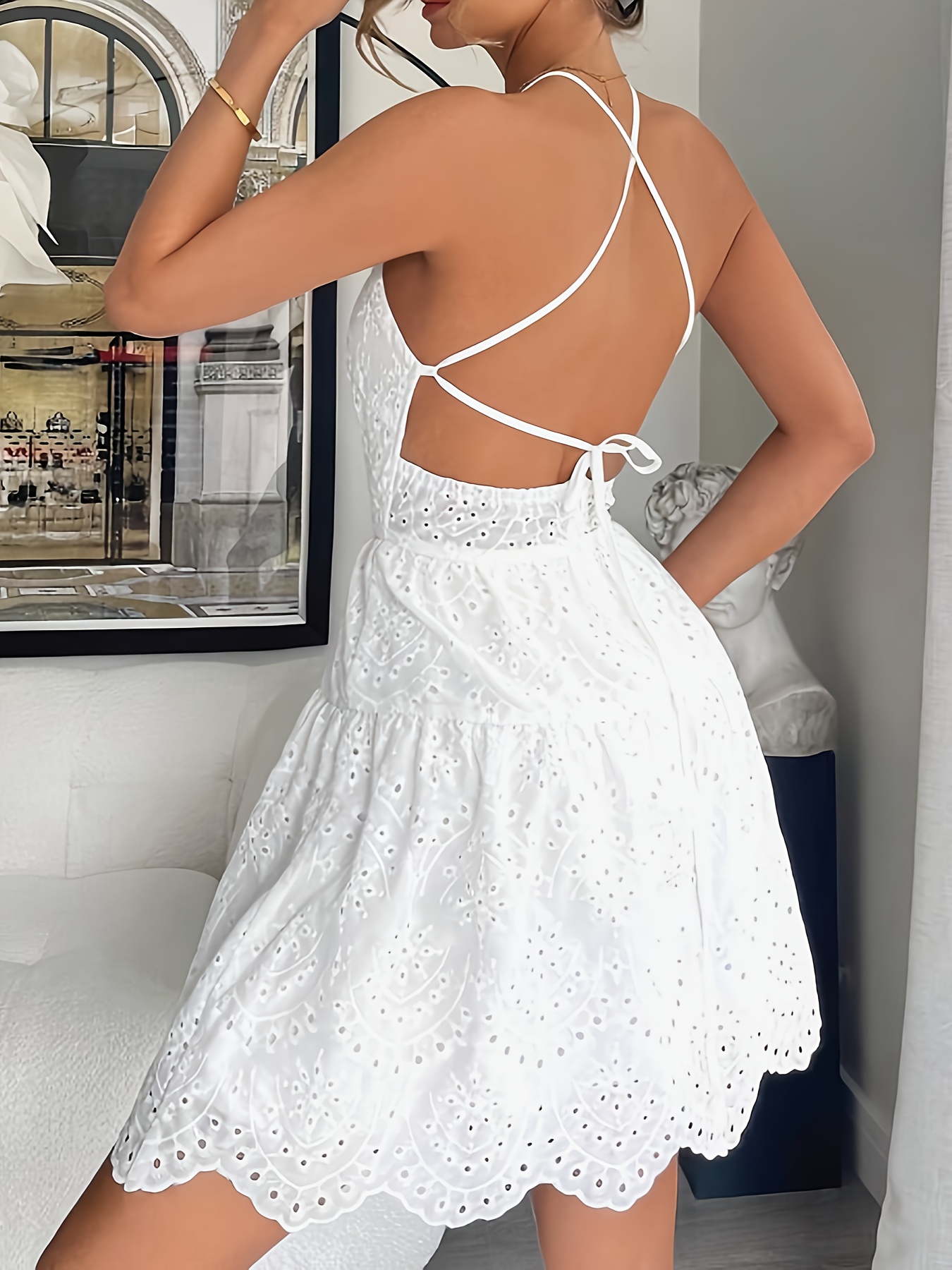 sachin and babi light blue dress SNDYS halterneck tie back plunge corset detail maxi dress in white main image 0