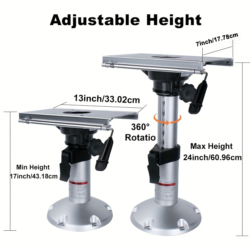 Boat Seat Pedestal, Aluminum Alloy Adjustable Height