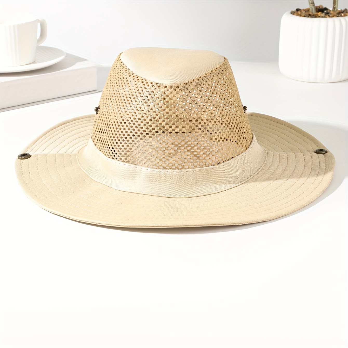 1pc Men's Casual Hiking Hat, Summer Wide Brim Outdoor Sun Fishing Bucket Hat, Sun Hat For Construction Site Work And Farming