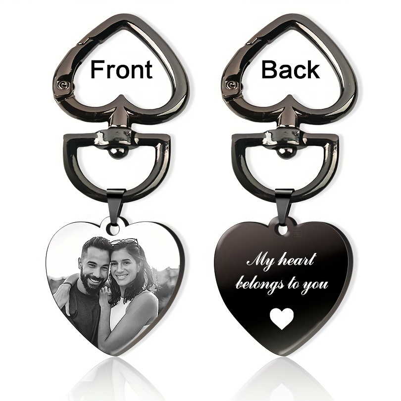 

Engraved -shaped Steel Keychain And Personalization - , Non-plated Metal, Non-braided - For On 's Day, , And