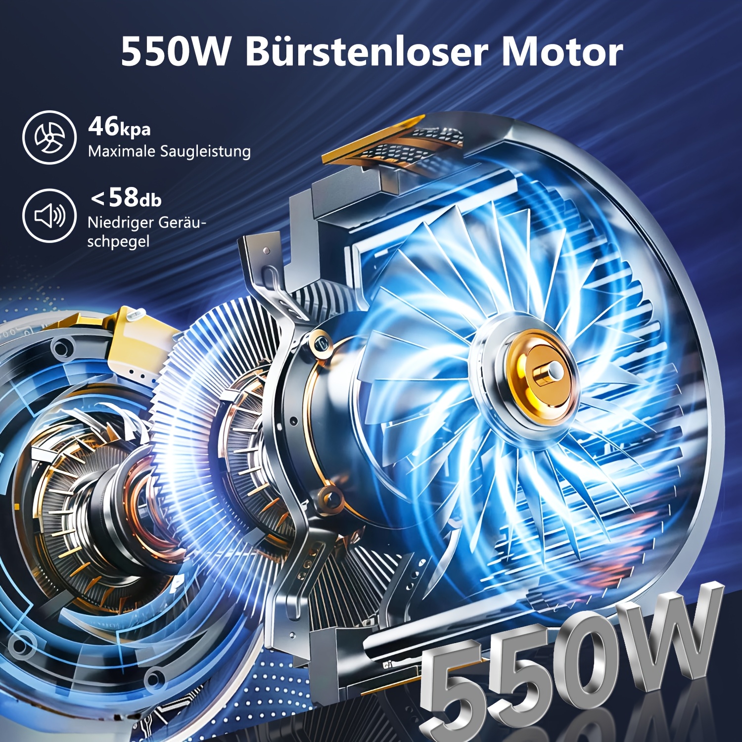 Airchros Snoerloze Stofzuiger, 38000pa/46000Pa Zuigkracht, LED Display