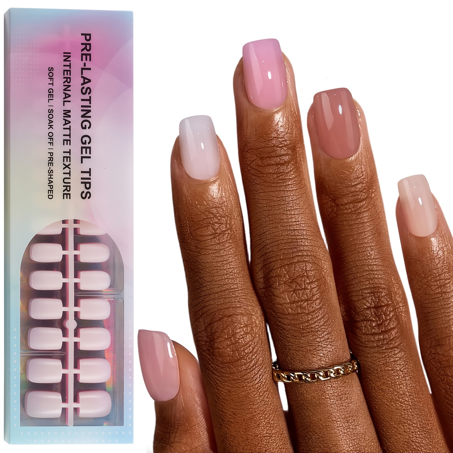 TEMU 150pcs Short Square Press On Nails-5-shades Nude Press On Nails, 4-week Wear, , Soak Off, Value At Home, 15 Sizes, Suitable As A Gift For Women