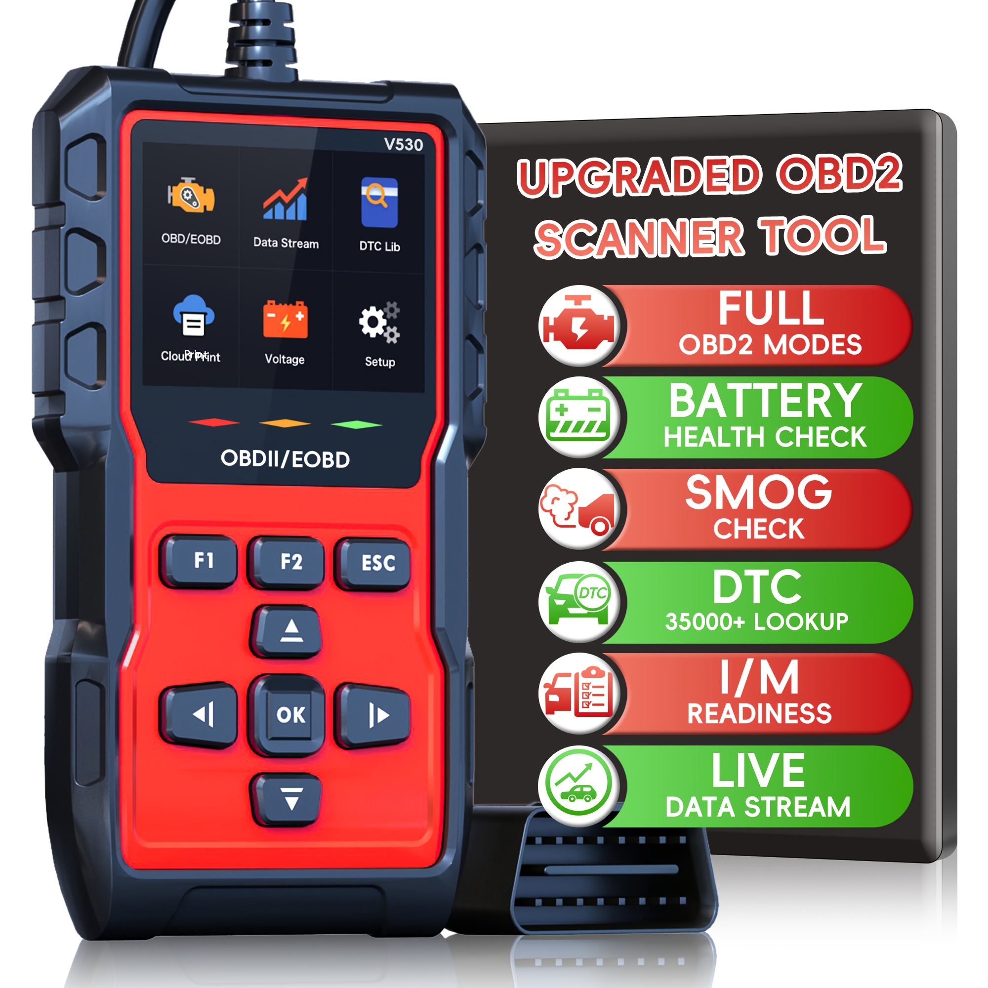 TEMU Strumento di Scanner , Lettore di Motore di Controllo Scanner con Reset, Modalit� 6, Modalit� 8 e Prontezza I/M, Strumento di Scansione Auto per