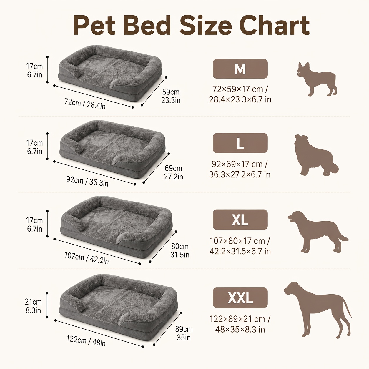 Orthopedic Memory Foam Dog Bed| 65d High Density Support| 3.94inch Thick Padding| Removable Machine Washable Cover| For Medium, Large Dogs& Seniors
