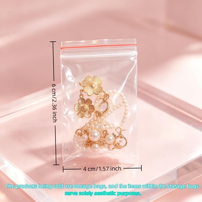 TEMU Set de Almacenamiento de Bolsas Autosellantes Transparentes de 99 piezas, Multi-Especificaciones para Joyería, Cuentas, Almacenamiento de