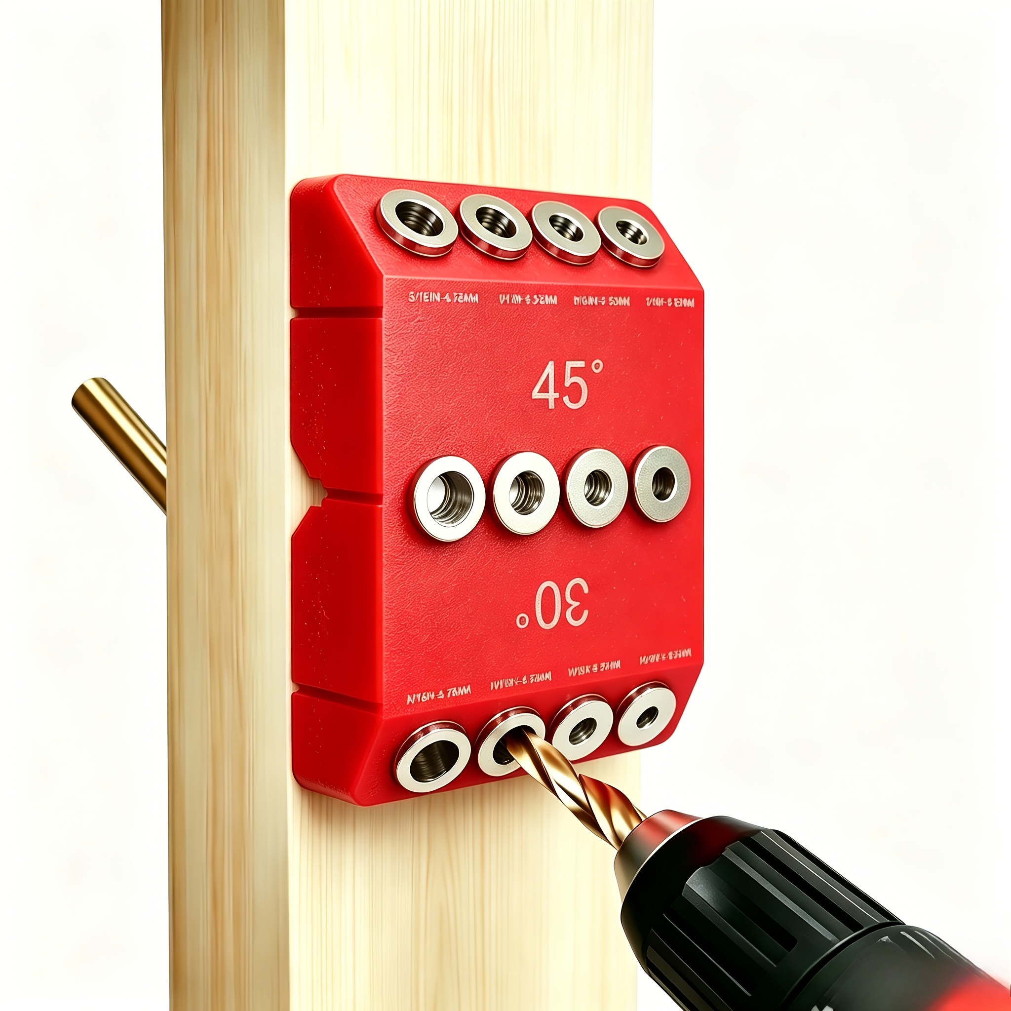 TEMU Gabarit de de perçage d'angle 30° 45° 90° pour perceuse à main, bloc de de perçage d'angle portable pour trous droits ou inclinés, jeu d'outils