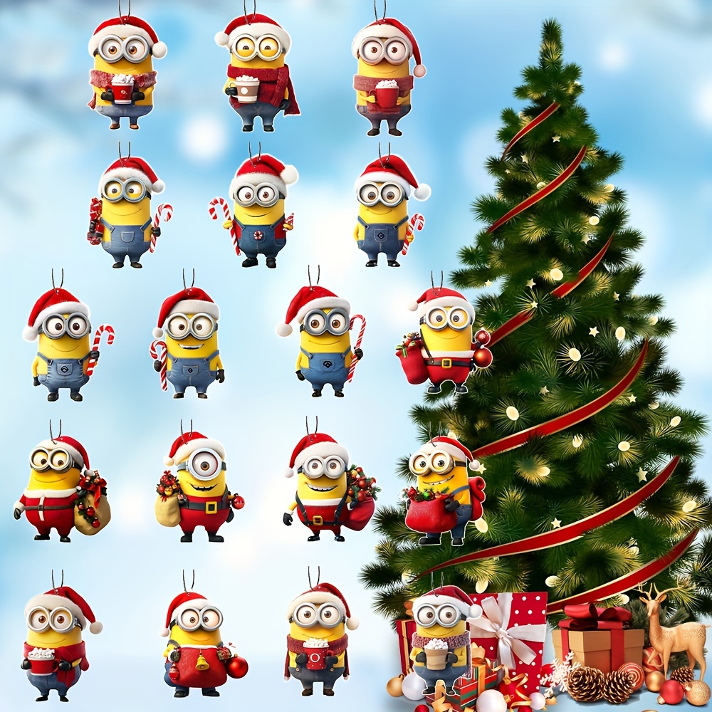 

18pcs Minions Christmas Ornament Set - Wooden Hanging Decorations Strings For , & , For And Decor