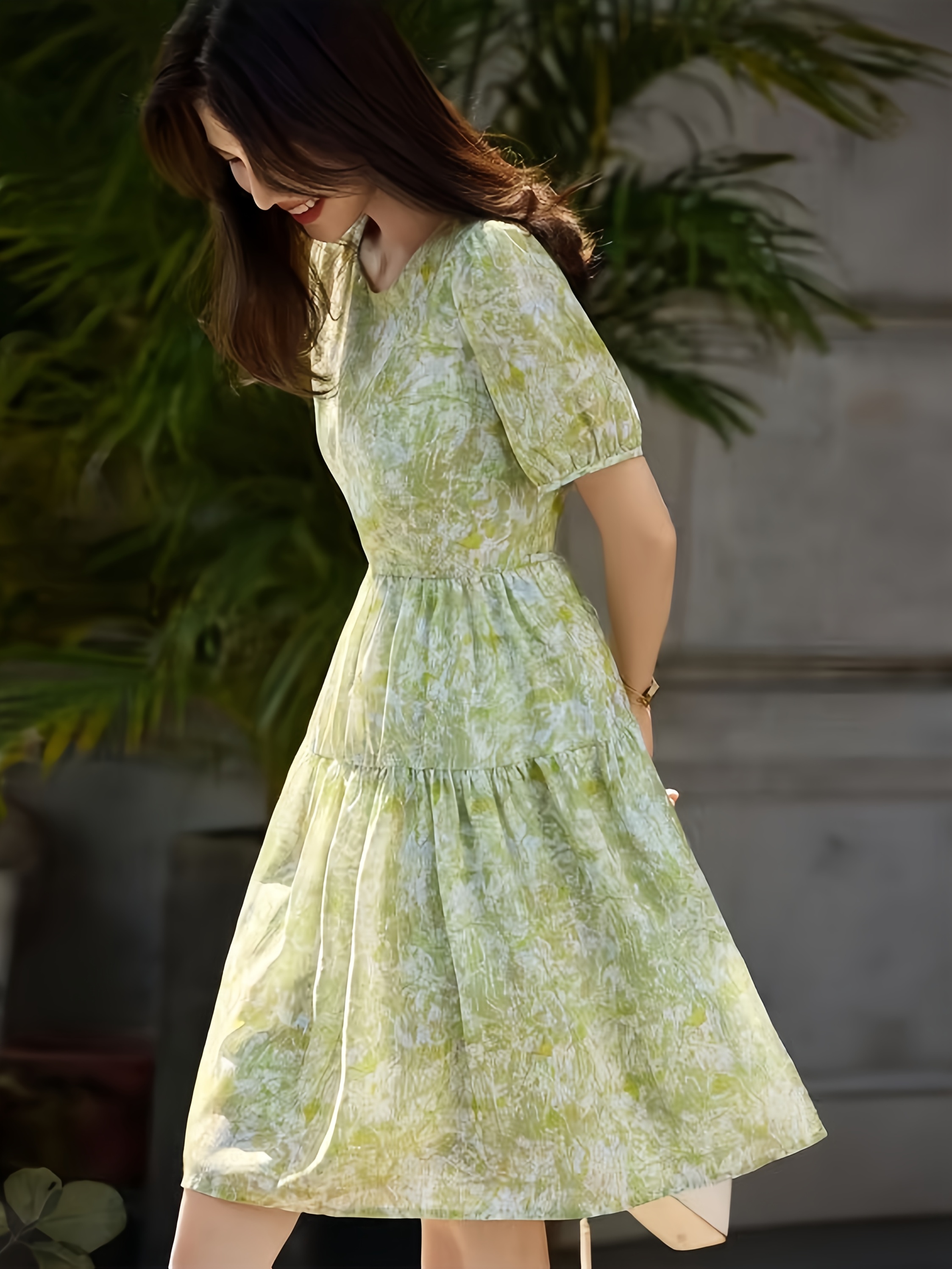 cute summer dresses short PRETTYGARDEN Casual for Women 2025 Sleeve V Neck Floral Mini Dress Boho Smocked Ruffle Short Sundress(X-Small, Bean Green) at Amazon Women's Clothing store Sleeve Length Cute, Sexy Mini Dresses for