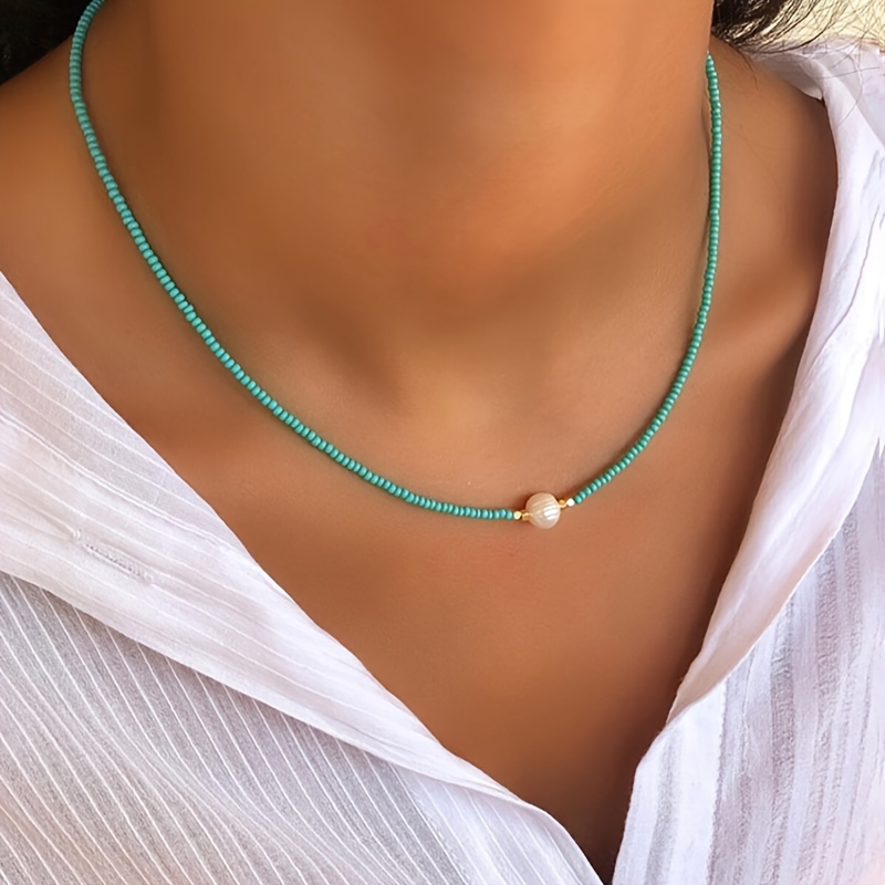 Bohemian Style Freshwater Pearls Beaded Necklace Set