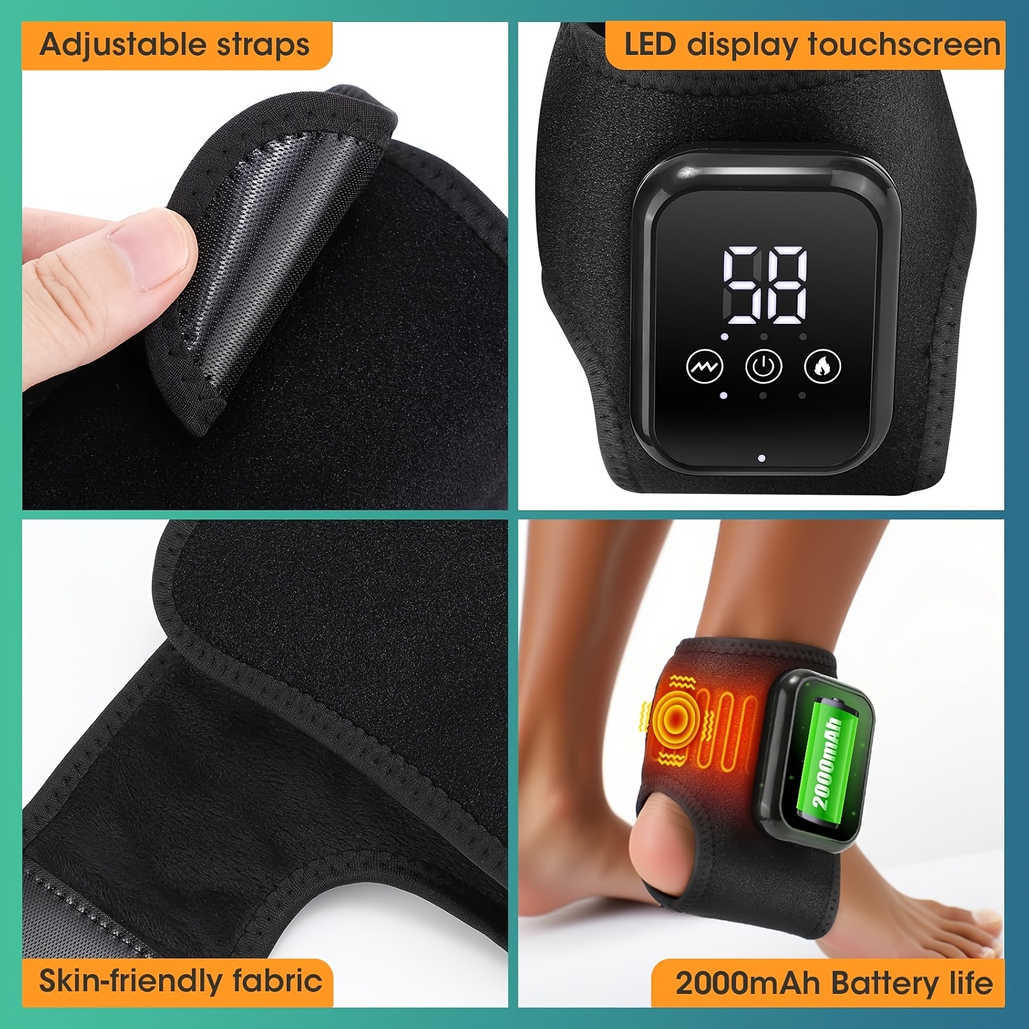 2    and ankle massager with portable heating vibration lcd screen usb lasting battery ergonomic   massagers suitable for ideal gift for s seniors office workers vibration Product details 5