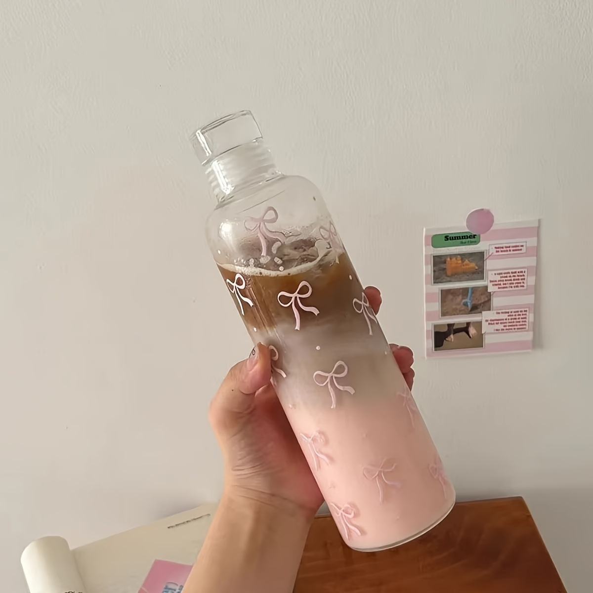 

1/2pcs Kawaii Bow Ppsu Water Bottle, 500ml, Transparent With Time Marker, Plastic Drink For Outdoor Sports And School