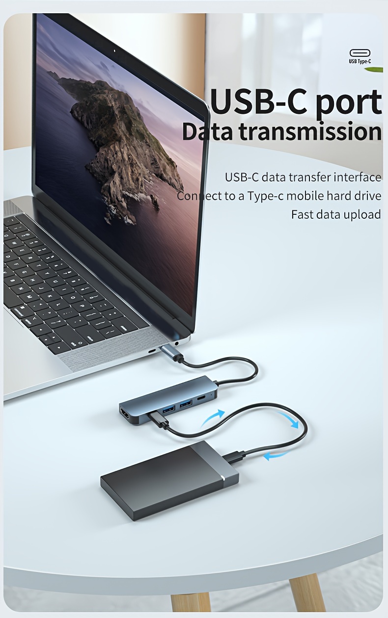 Adattatore Da USB-C A 4 Porte USB-A, Hub USB 3.0 In Alluminio Da 5 Gbps Compatibile Con Macbook Ipad Dell Xps Samsung E Altri 96394520 - Foto 8