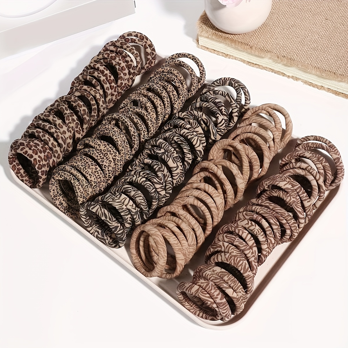 Random 19/29pcs Leopard Print High-Elastic Ponytail Hair Ties