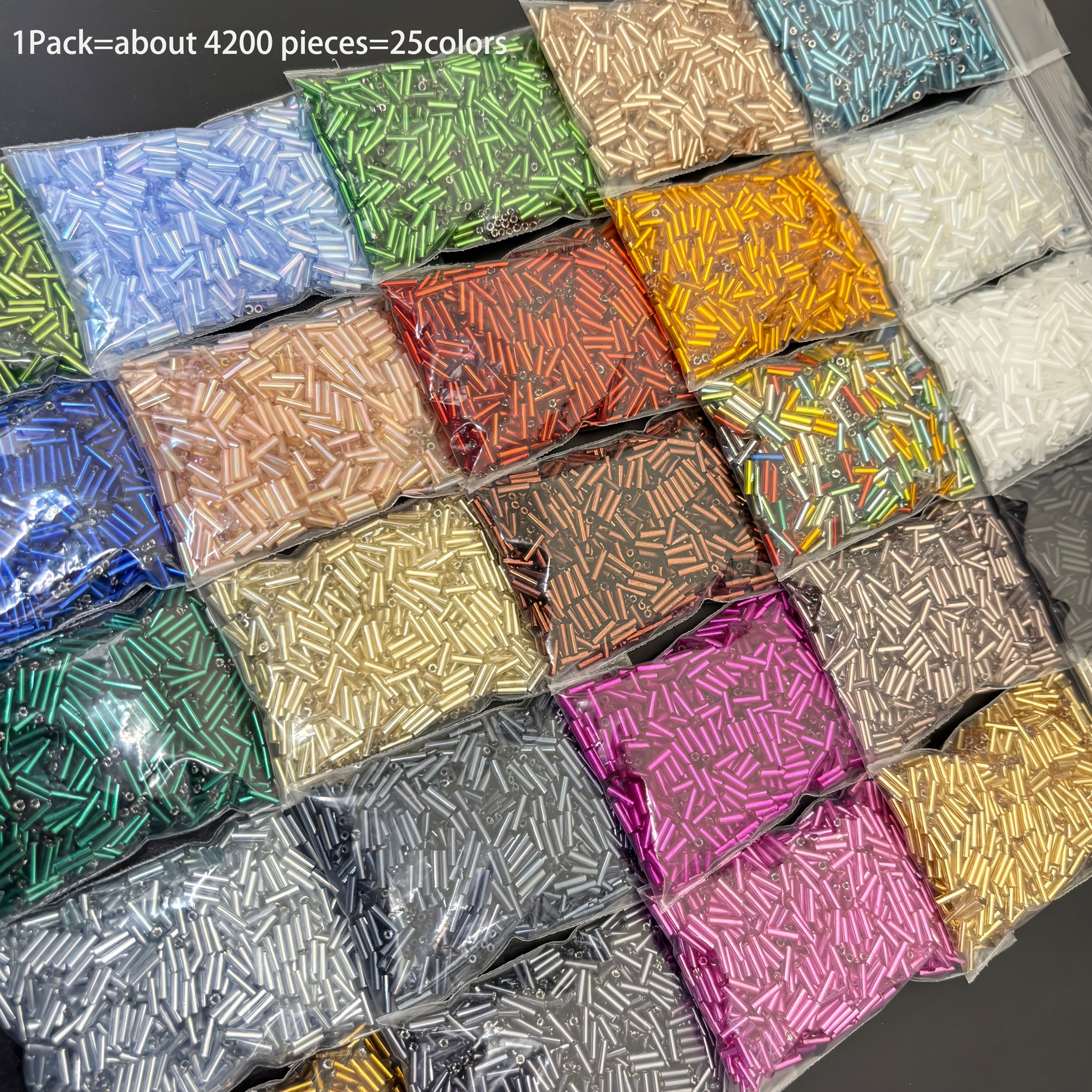 TEMU 4200 perline decorative in vetro fai-da-te 25 combinazioni di colori - Mini perline a tubo 2x6mm, perline miste stile boho, adatte per orecchini