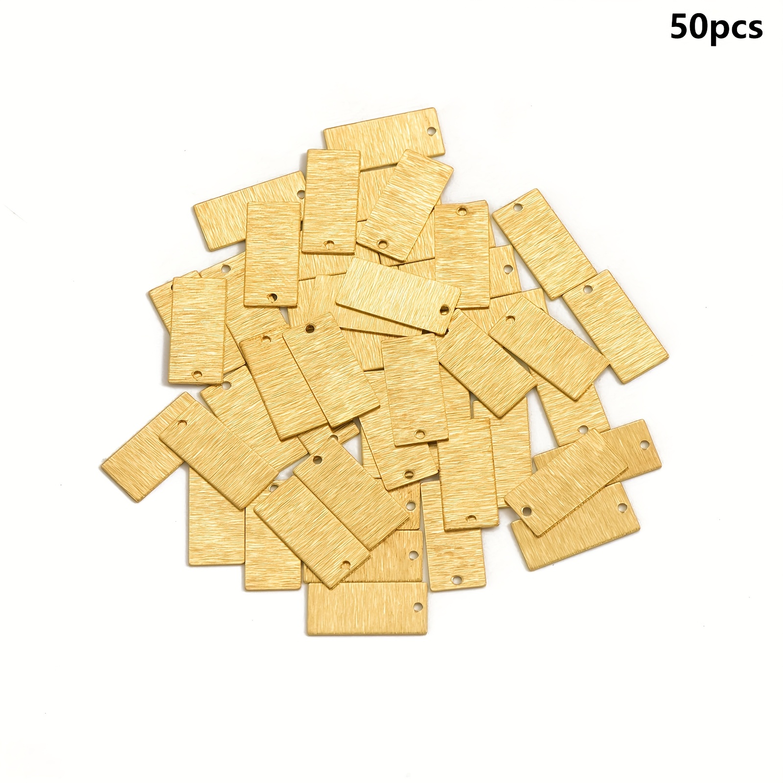 TEMU piezas de etiquetas metálicas mini , rectangulares, geométricas, de latón cepillado, para accesorios de fabricación de joyería DIY