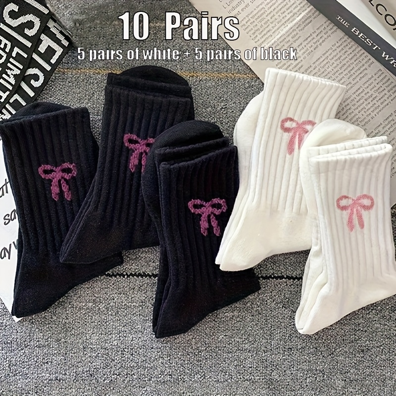 E-shop 10 Paar Damen-Socken in Uni-Farben, Weiß Schwarz, Geruchshemmend, Feuchtigkeitsableitend, Atmungsaktiv, Freizeitsocken, Sportsocken, Wärmende