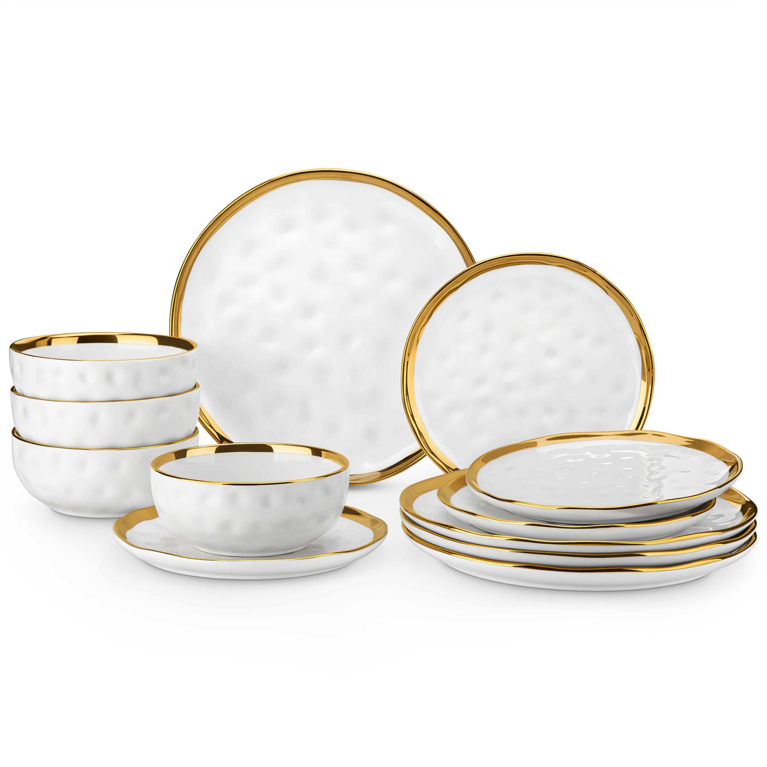 E-shop 12-teiliges Dinner Set für 4 Personen, Keramik Geschirr Set Klassisch , Grün, Modernes Esszimmer Set inklusive 4 Teller, 4 Dessertteller, 4
