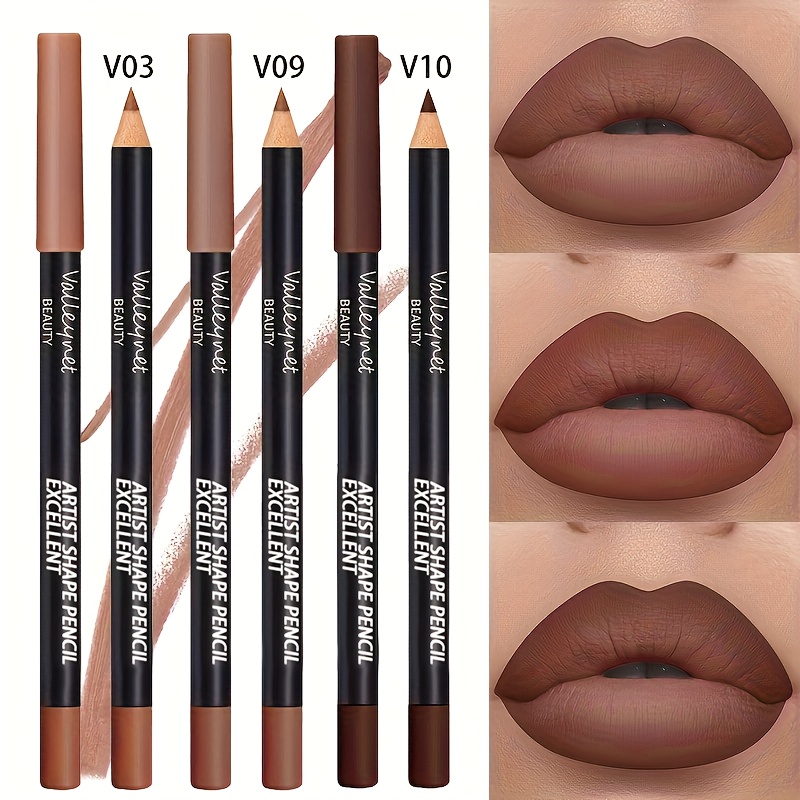 3pcs/set Lip Liner Set And Eyeliner Set Long Lasting Matte Waterproof Lipstick 2 In 1 Eyeliner And Lip Liner Waterproof Lip Liner Set Women Lip Cosmetics Matte Lip Makeup Pencils