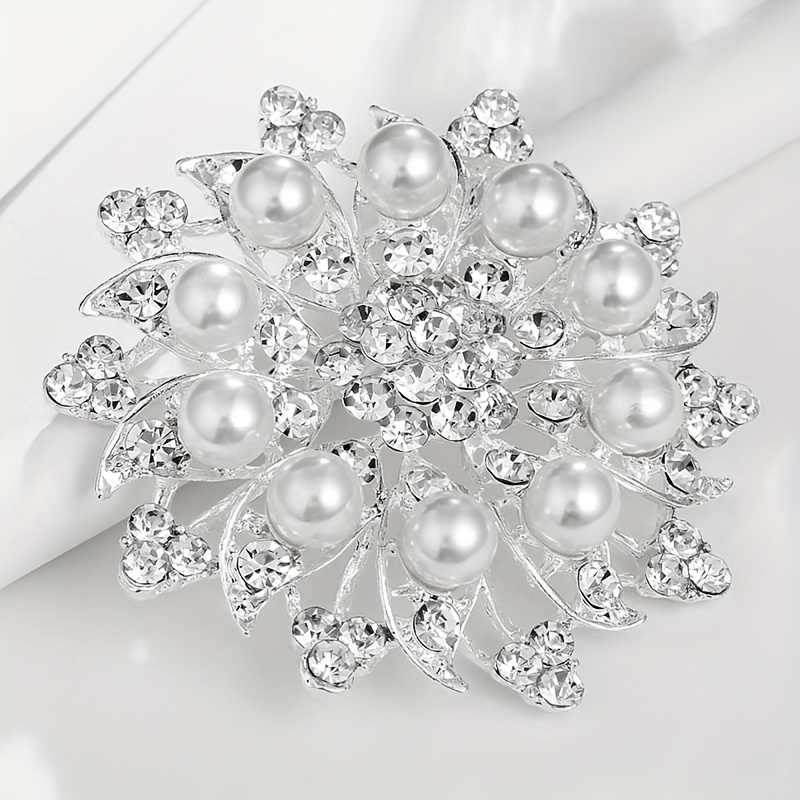 Image of Brooch Rhinestone Pin For Women Ladies Luxury Zirconia Crystal Silvery Plated Fashion Clothes Additions