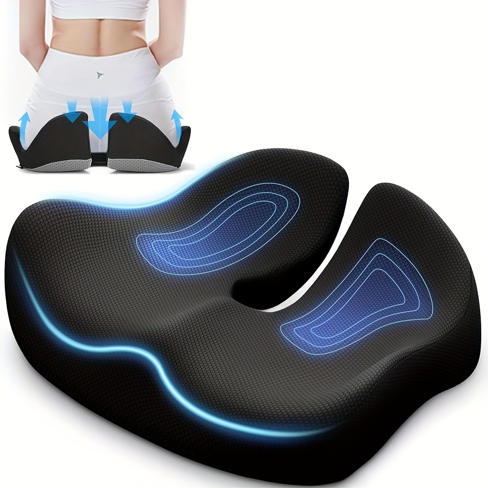 Image of For Memory Seat Cushion For Office Chair Cushions Pad Pillow For Memory Foam For Long Sitting For Gaming Chair And Car Seat Black