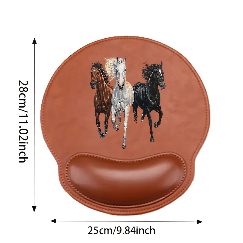TEMU Tapis de souris 1 pièce avec -poignet et imprimé chevaux au , tapis de souris ergonomique rond avec base antidérapante pour bureau, ordinateur,