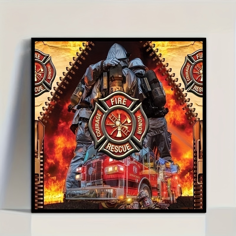 

Firefighter 5d Diamond Painting Kit - Diy Round Diamond Art For Beginners, Profession-themed Canvas Wall Decor, Complete Set For Relaxation And Home Decoration, 11.8x11.8 Inches