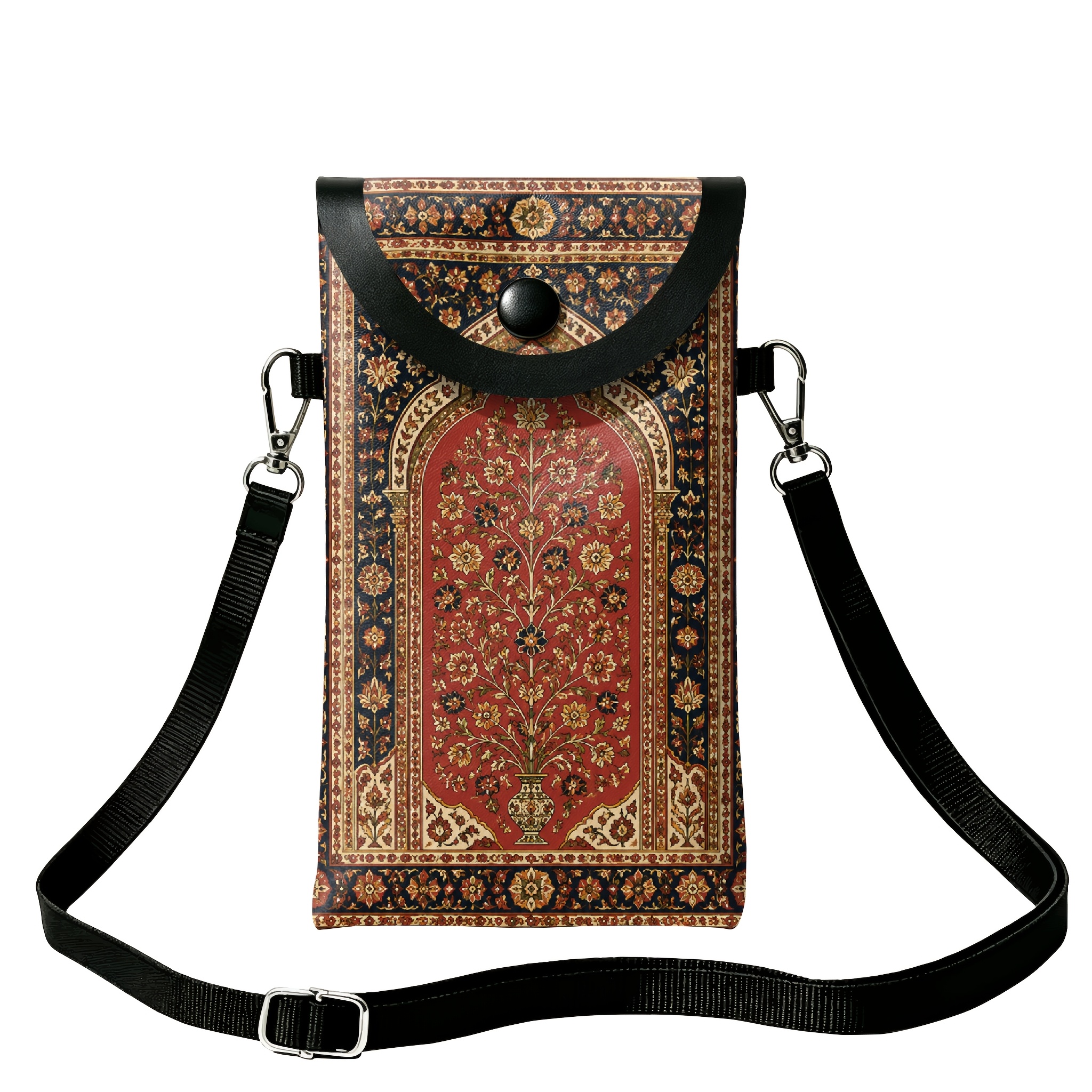 TEMU 1pc Phone Pouch, Oriental Retro Carpet Print With Adjustable Lanyard, Fits All Phones, , Fashionable , Ideal For Holidays, Parties, Leisure,