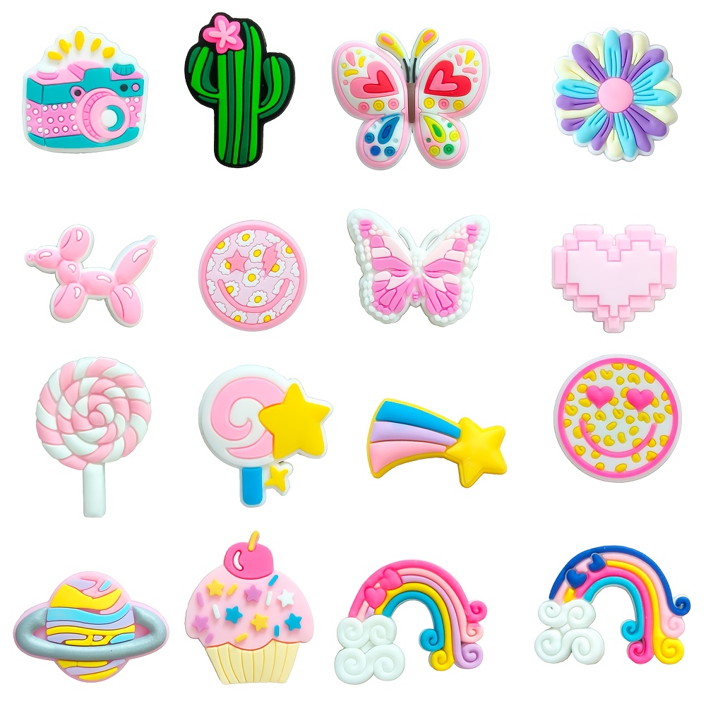 TEMU 16pcs/set Cartoon Shoe Charms, Cartoon Film Shoe Decoration Charms, Charms For Sandals, Shoes, Bracelet, Wristbands, Holiday Party Gift