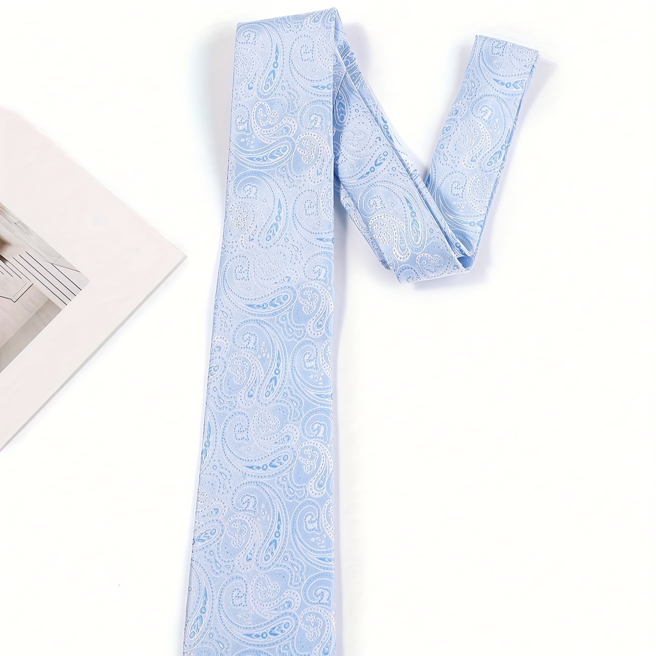 Men's Premium Light Blue Cashew Pattern Dress Casual Tie