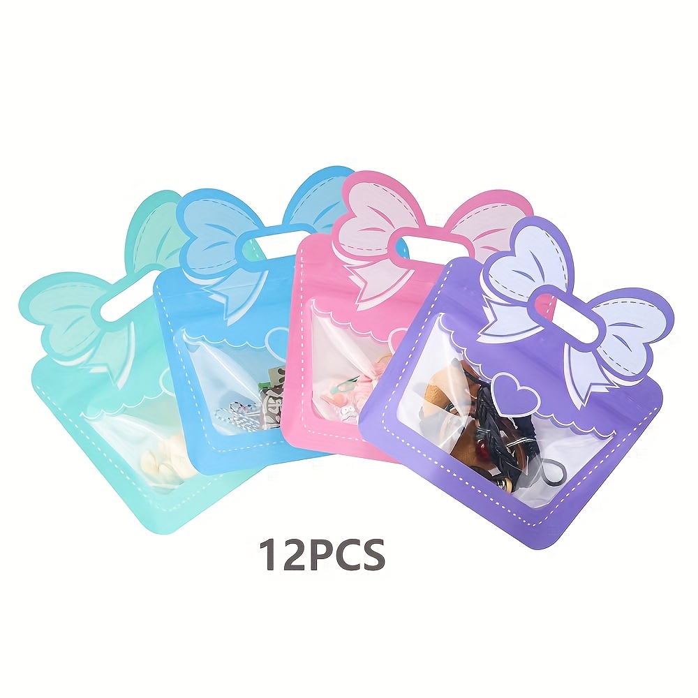 TEMU 12-pack Gift Bags, Self-sealing Plastic Bags With Bows For Accessories And Small Card Packaging
