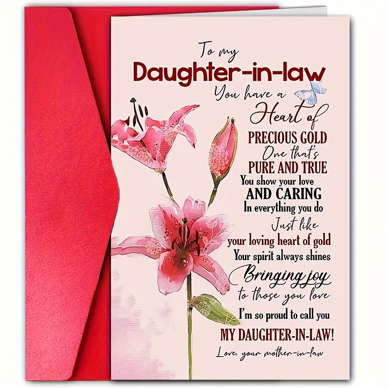 TEMU A Warm Birthday Card For Daughter-in-law, With Envelope - Dimensions Are 4.72 Inches X 7.09 Inches. Suitable For Occasions Such As Birthdays,