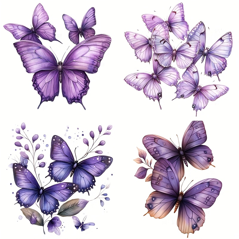 

Purple Butterfly High- Film, Double-sided Print, Colorful Stickers, Scratch-resistant Decals For Motorcycles, Car Bumpers, Vehicle Body Decoration, Plastic Material