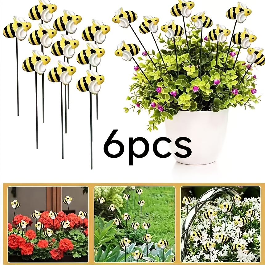 Image of 6pcs Of Outdoor Garden Decoration Items In Of Realistic Small Bees. Suitable For Decorating Gardens And Lawns, As Well As Flower Pots. The Garden More Colorful