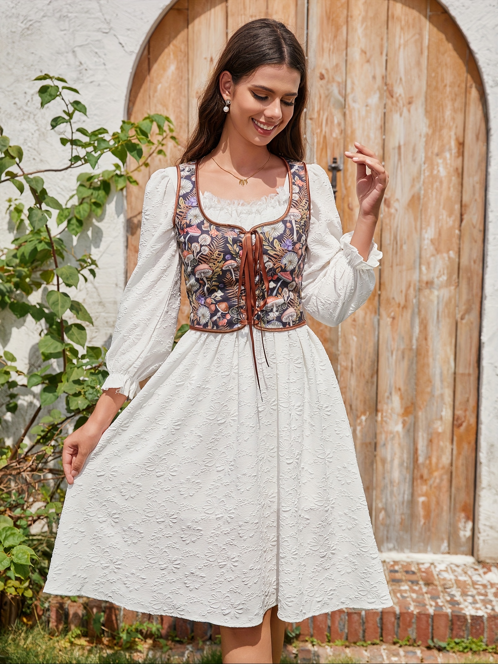 womens vintage floral corset lace fishbone print vest - Temu