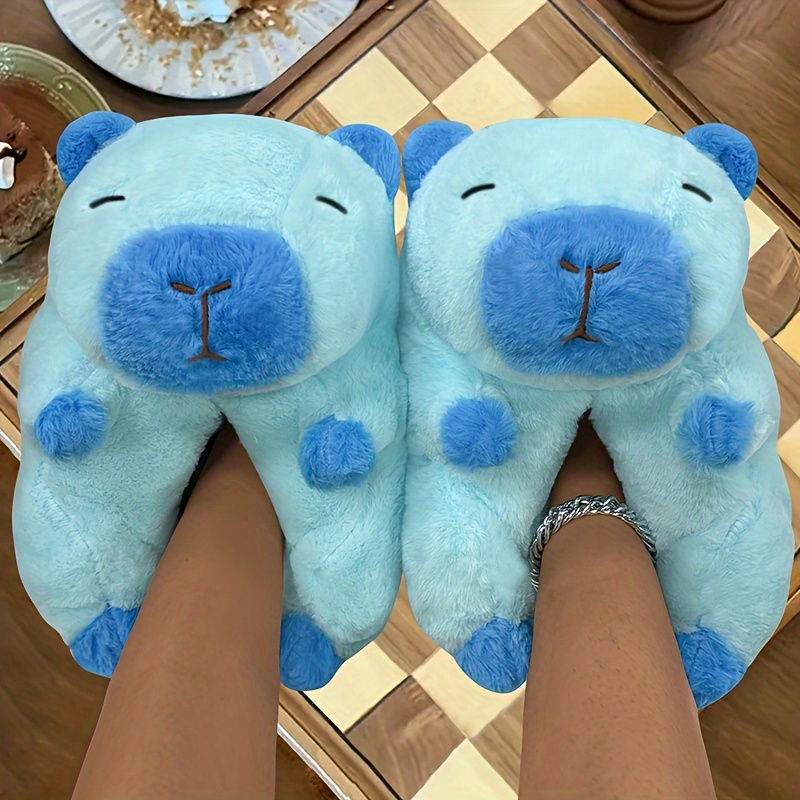 かわいい漫画のカピバラのぬいぐるみスリッパ フルカバーの屋内