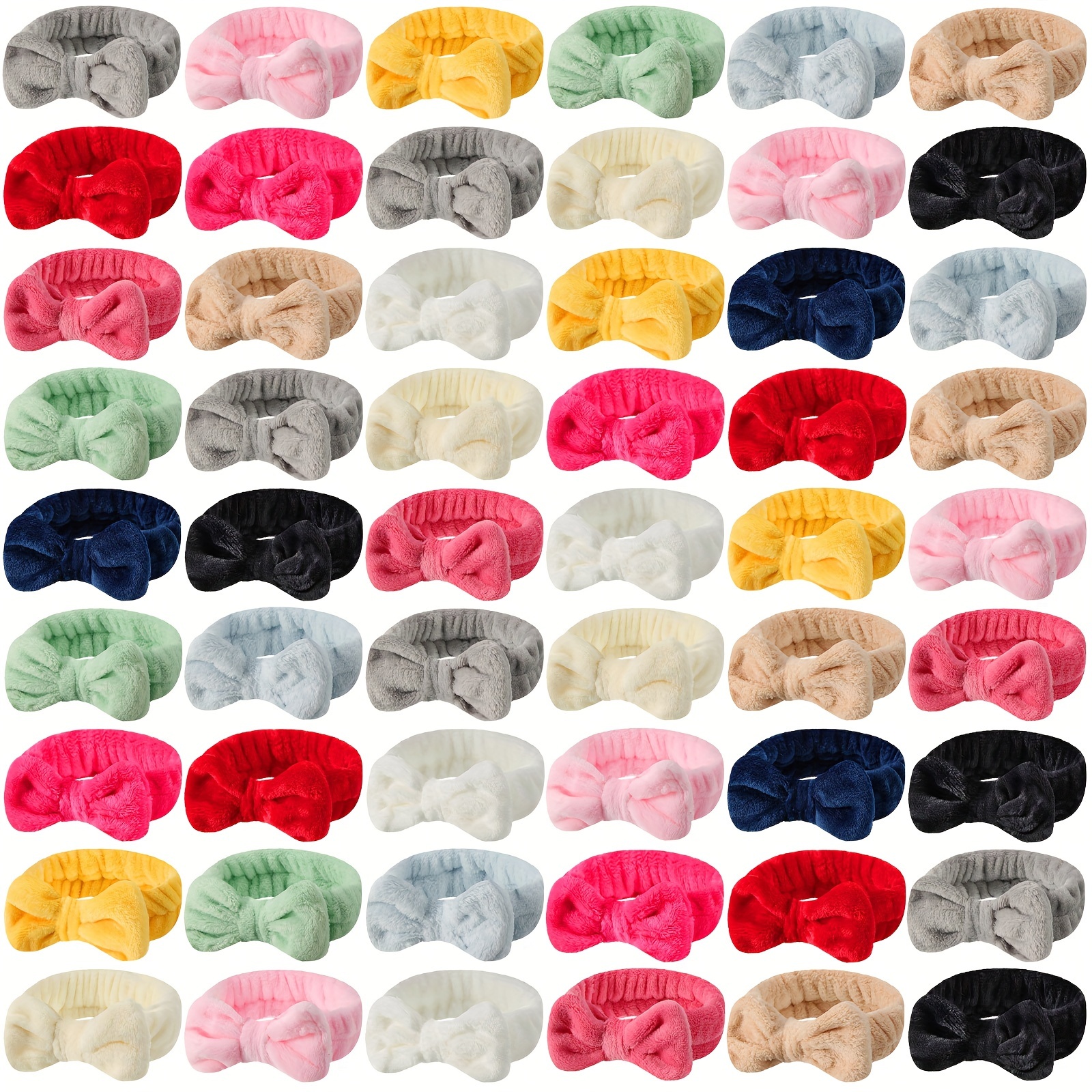 TEMU 52 Pieces Spa Headband For Washing Face Bulk, Soft Coral Fleece Makeup Headband Bow Headband Fluffy Facial Skin Care Cosmetic Shower Headband 13 Colors Slumber Party Supplies For Girls Women