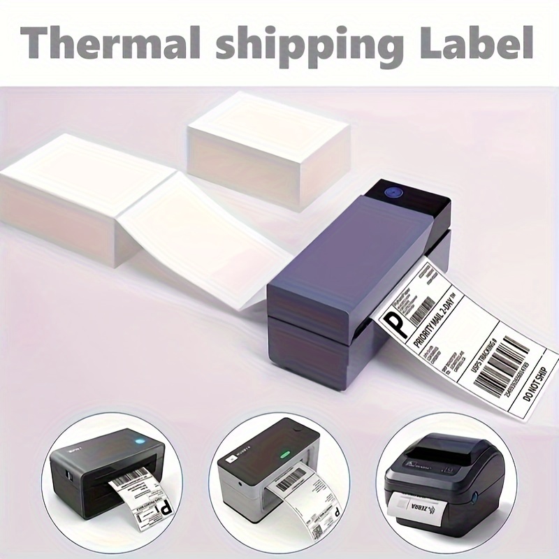 

4x4" Adhesive Shipping Labels: 100 Sheets Waterproof Thermal Transfer Stickers For Printers - Folded, Barcode Ready, Office Supplies