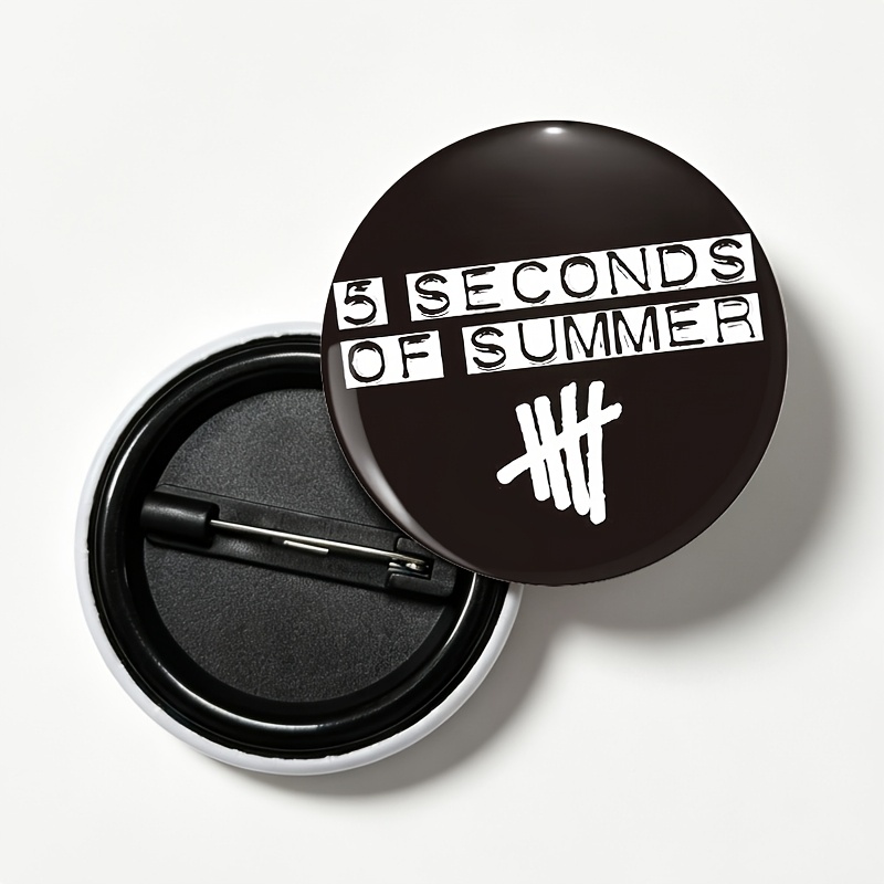 TEMU Round Plastic Decorative Badge, Black Background With White Distressed Block Letters, Classic Popular Punk Band Vintage Design, For Jackets,