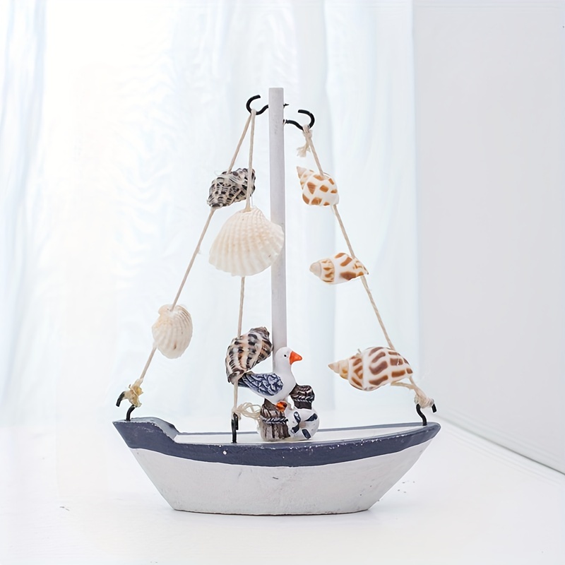 Boat Model Mediterranean Style Shell Crackle Small Boat - Temu