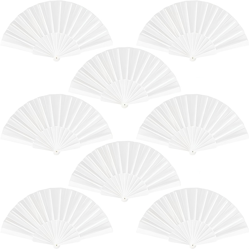 TEMU Set Of 8 Classic Folding Hand Fans Made Of Plastic, Perfect For Weddings, Party Favors, Performances, Dances, Home Decor, Festivals, And Gifts