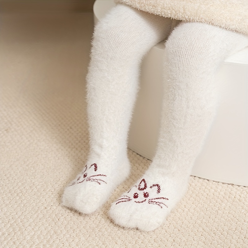 Image of 1 Pair Of Knitted Warm Tights, Thickened Soft Fleece Pantyhose For Autumn And Winter