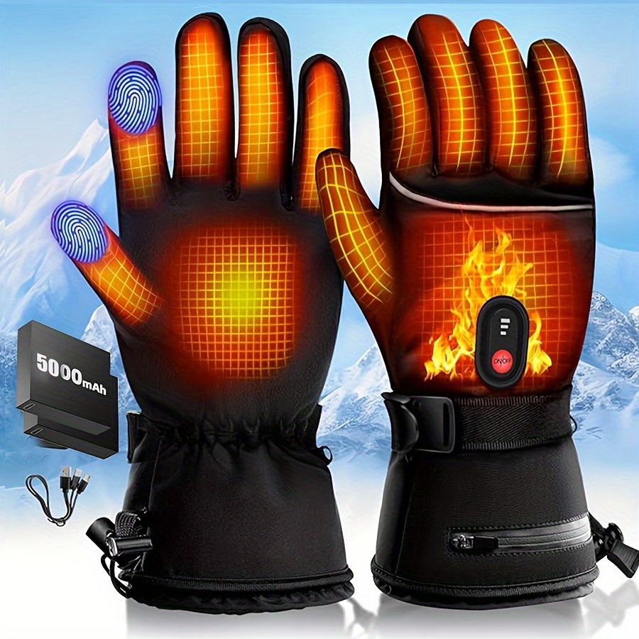 Image of Heated Gloves For Men And Women, 2 X 5000mah Battery Heated Gloves With Heating, Heated Gloves For Motorcycles, Touchscreen Heated Winter Gloves, Anti-slip Grip For Skiing And Outdoor Activities