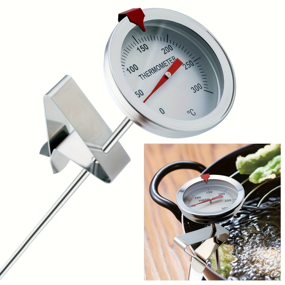 

Kt Thermo Stainless Steel Deep Fry Thermometer With Pot Clip - Long Probe For Bbq, Baking & Cooking, Food-safe Kitchen Gadget, Kt Thermo