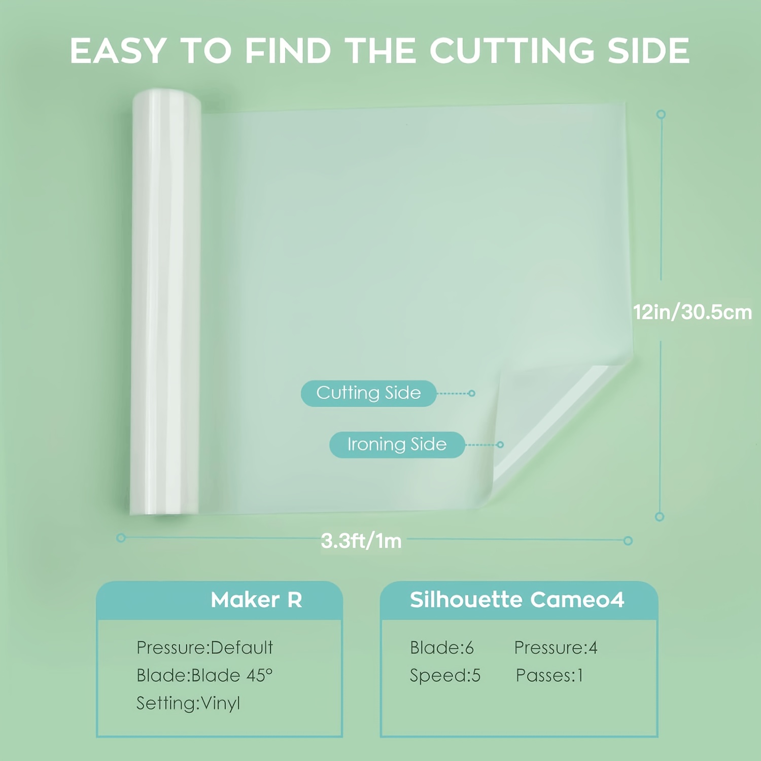 Sublimation Vinyl For Dark/light Fabrics - 12"x3.3ft (30.5x1m) Matte, Washable & Compatibility