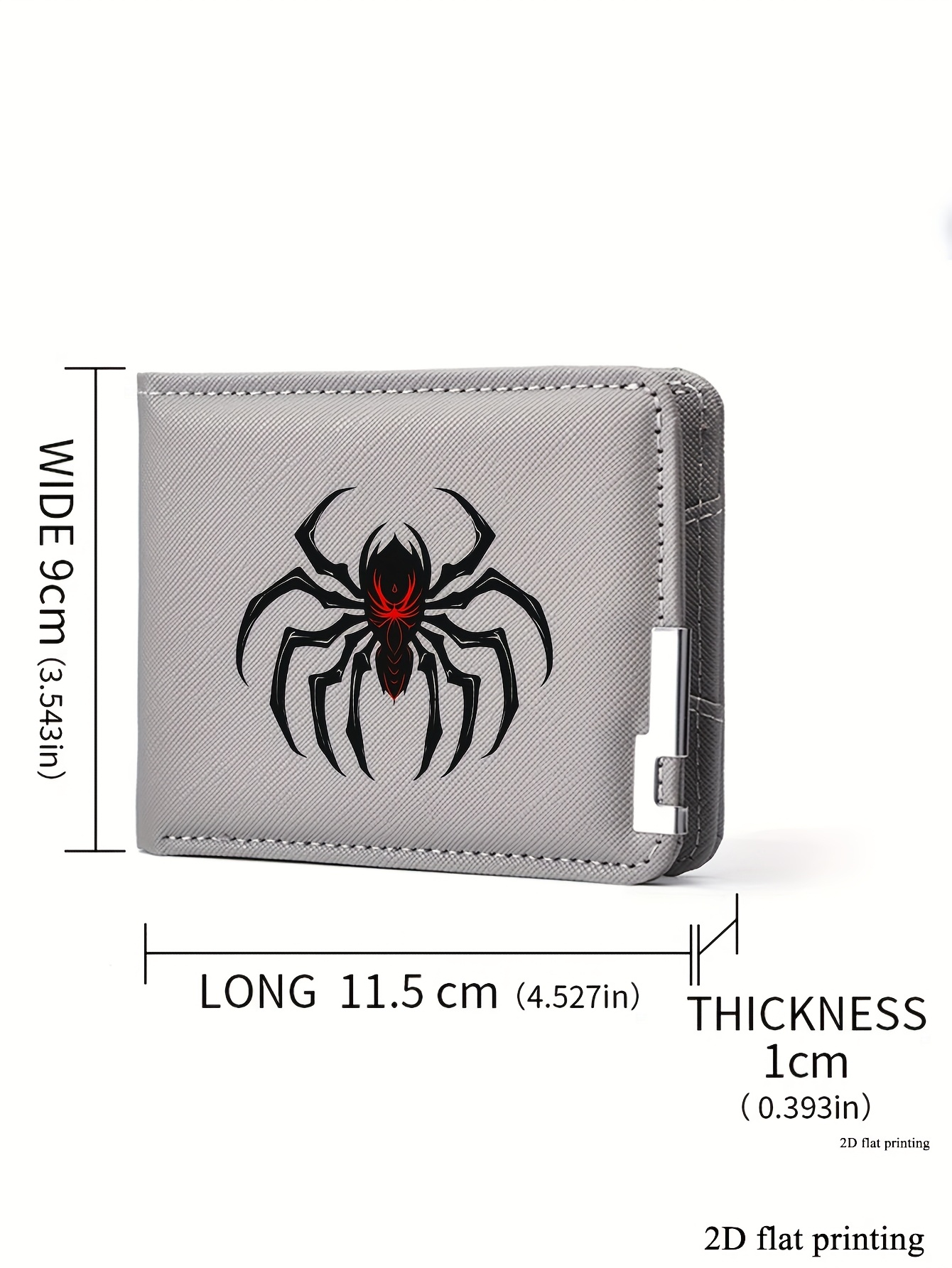 Cartera de cuero sintético negro de lujo con estampado de araña - Diseño de negocios elegante, gran capacidad, bolsillo para monedas y ranuras para tarjetas, elección perfecta de regalo (impresión plana 2D)