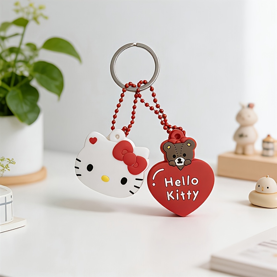 E-shop Sanrio Kawaii Hello Kitty Silikon Schlüsselanhänger Kitty & Herz Staubdicht Schutzhülle Anime Cartoon Bär Tragbarer Anti-Verlust
