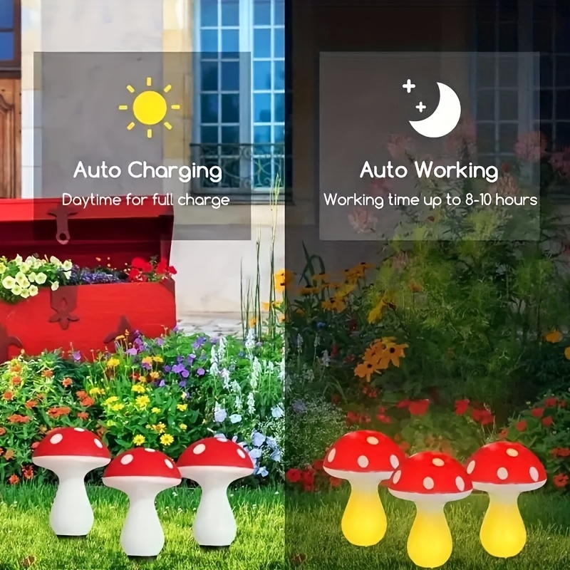 8 pachete de lumini solare de exterior cu ciuperci roșii, ip65, decorațiuni pentru drumuri de curte, decorațiuni drăguțe pentru petreceri în grădină, 8 moduri mici de iluminare de noapte
