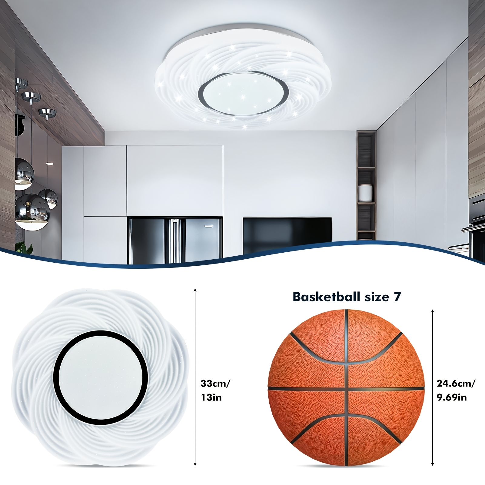 Image of 24w Led Creamy Style Bedroom Lamp - Easy Main Bedroom Ceiling Lamp With Circular Star-shaped Lighting