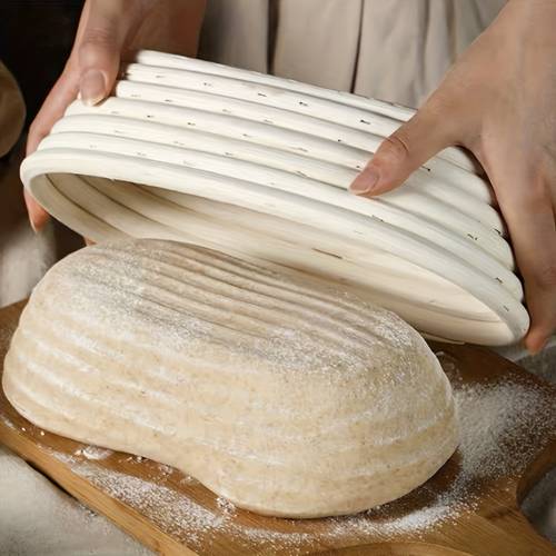 1 bread fermentation basket natural rattan bowl bread proofing basket with proofing liner cloth making for professional and home bakers